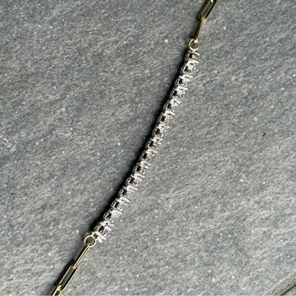 Diamond and paperclip tennis bracelet - Picture 3 of 14